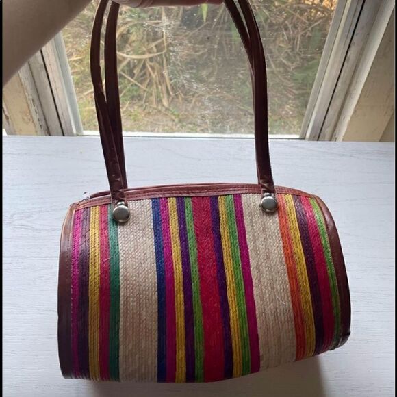 Boho Straw Barrel Womens Purse - Picture 1 of 7
